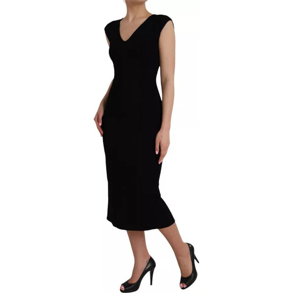 Dolce & Gabbana Black Viscose Sleeveless Bodycon Midi Dress Dolce & Gabbana