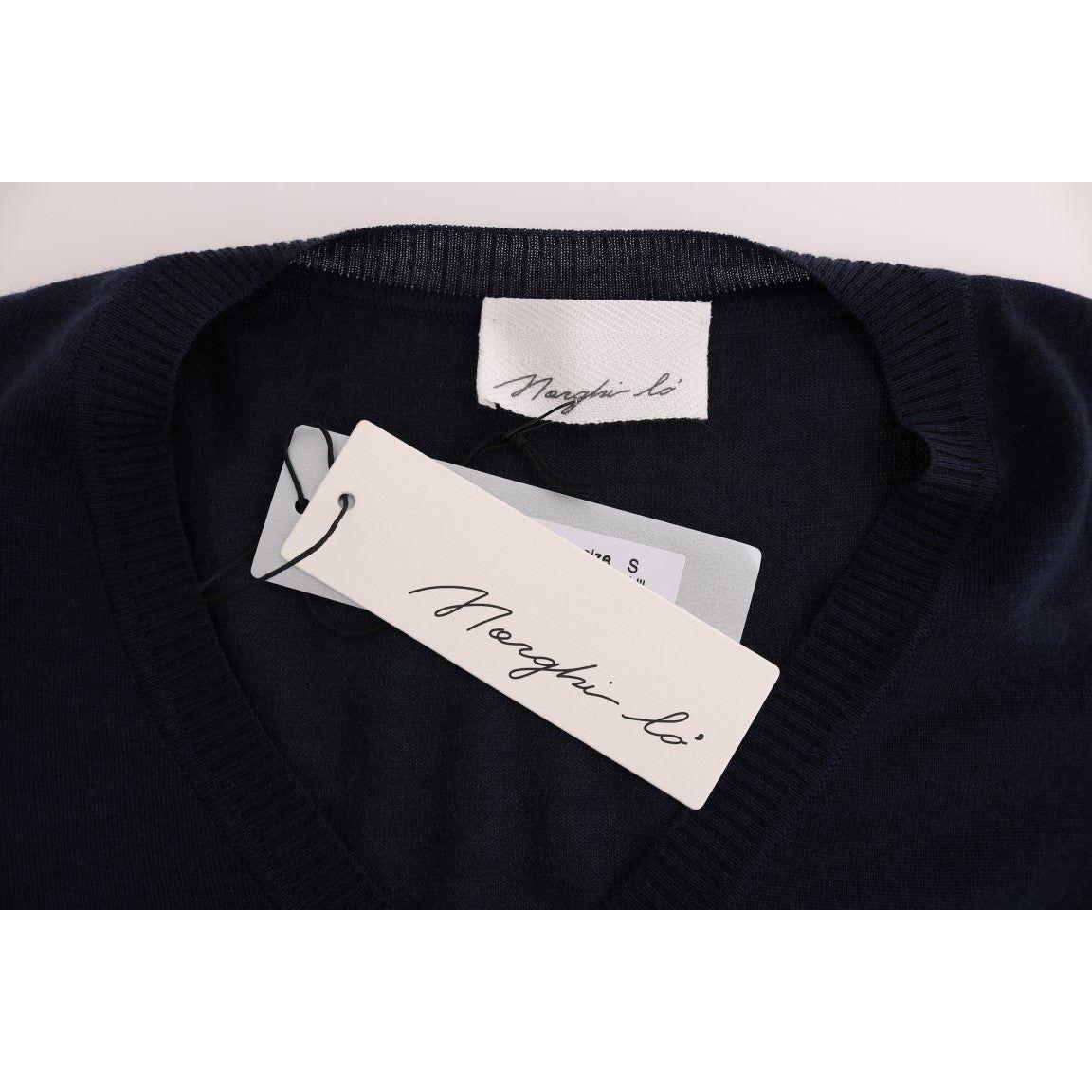 MARGHI LO' Blue Wool Long Sleeve Shift Dress