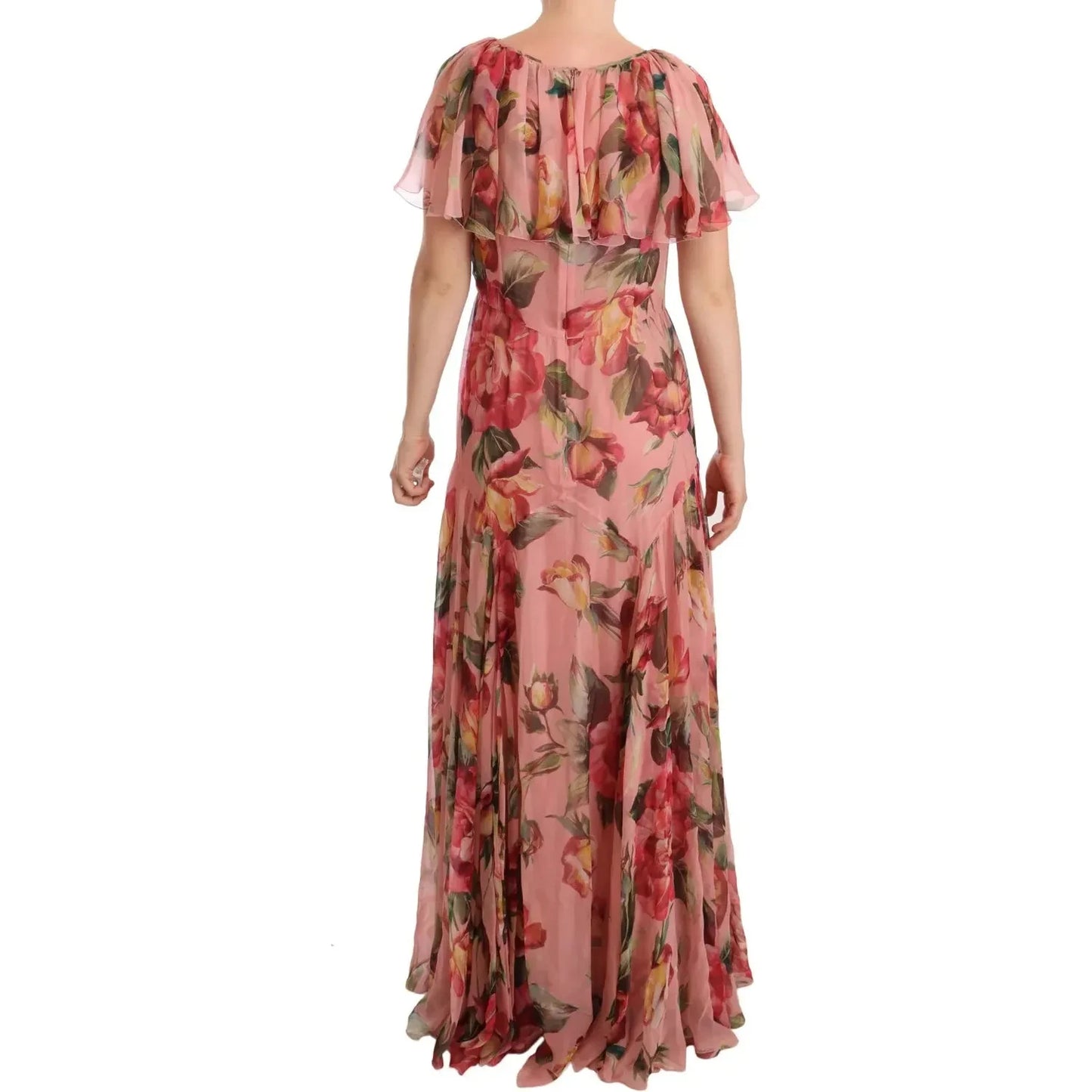 Dolce & Gabbana Pink Silk Floral Print Layered Maxi Dress Dolce & Gabbana