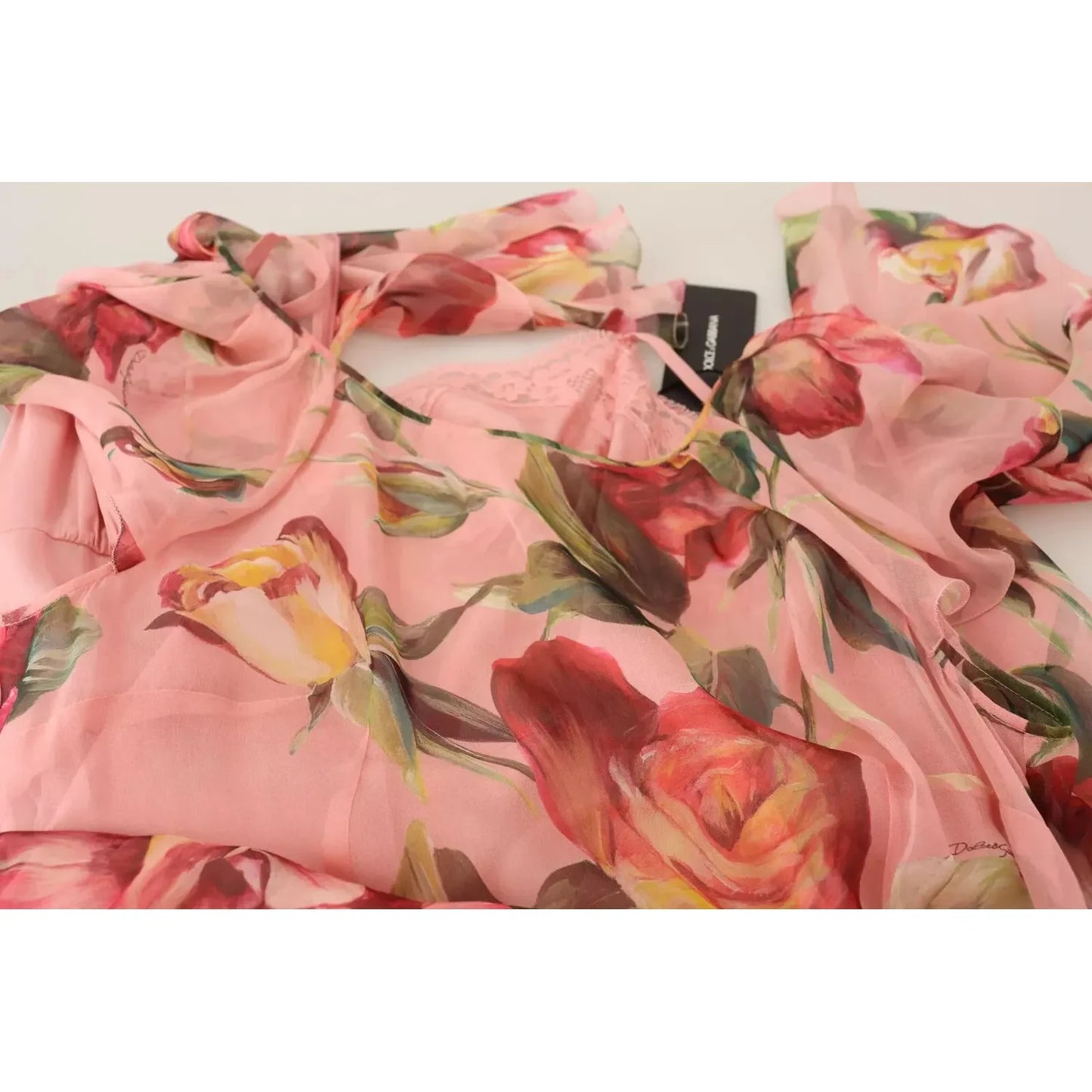 Dolce & Gabbana Pink Silk Floral Print Layered Maxi Dress Dolce & Gabbana