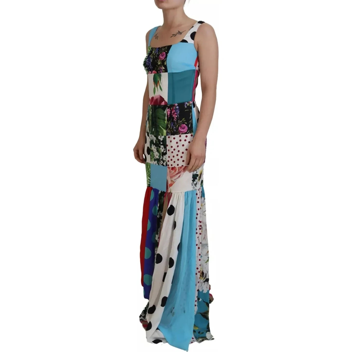 Dolce & Gabbana Silk Multicolor Patchwork Sheath Maxi Dress Dolce & Gabbana