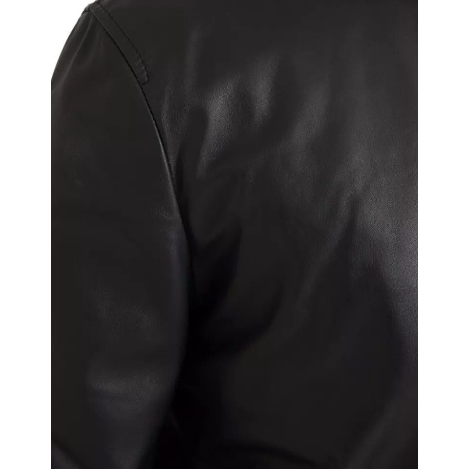 Dolce & Gabbana Black Bomber Leather Full Zip Biker Blouson Jacket Dolce & Gabbana