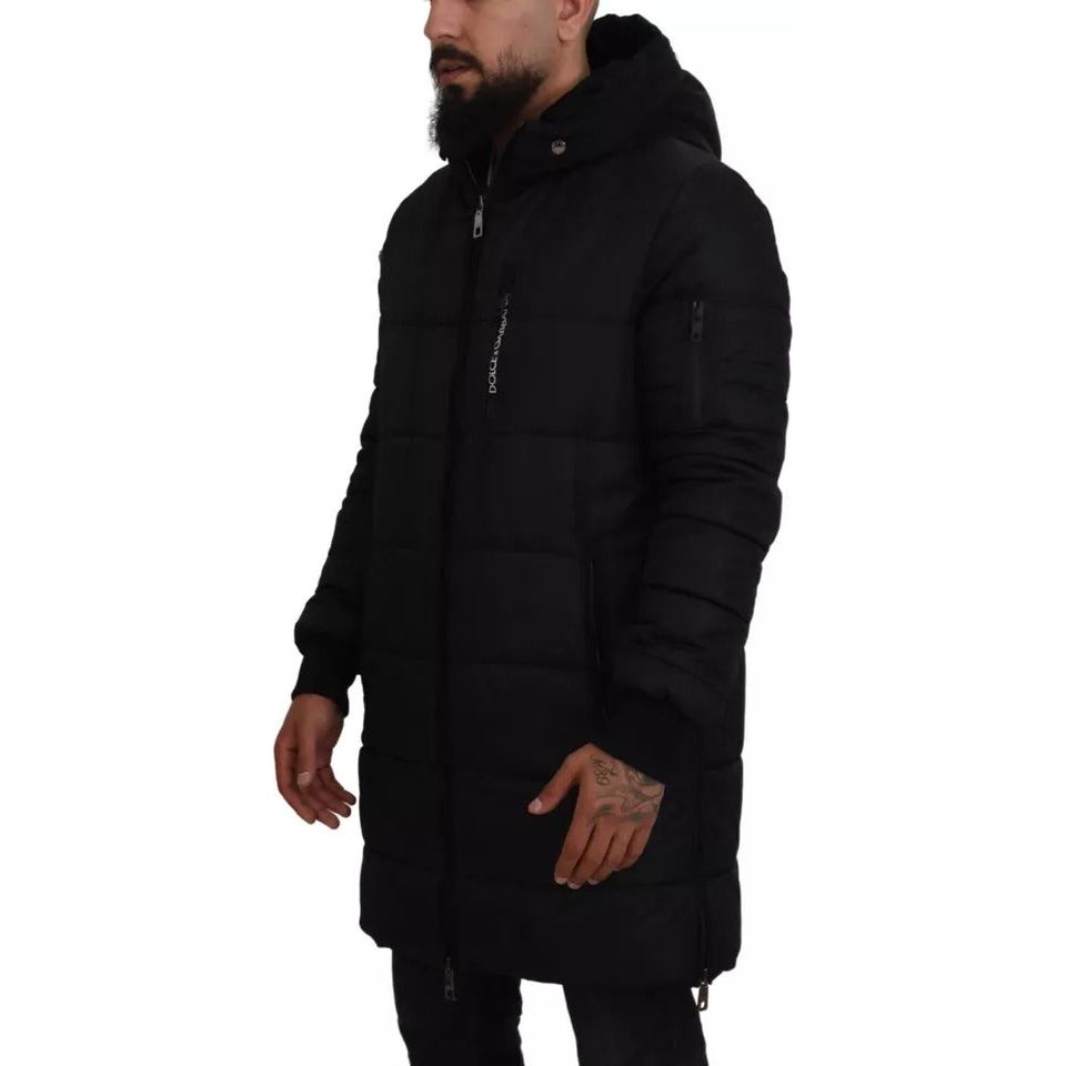 Dolce & Gabbana Black Nylon Hooded Parka Coat Winter Jacket Dolce & Gabbana