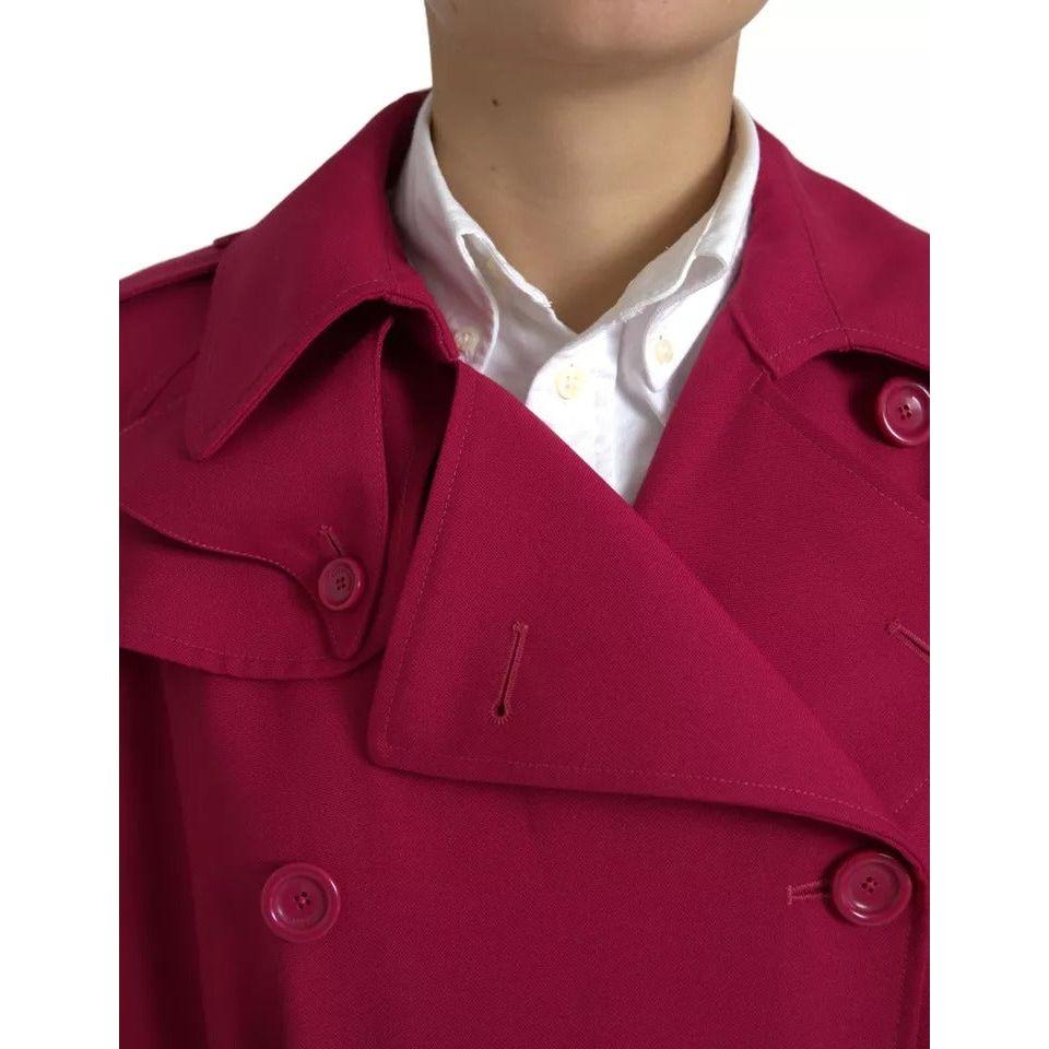 Dolce & Gabbana Dark Pink Double Breasted Trench Coat Jacket Dolce & Gabbana