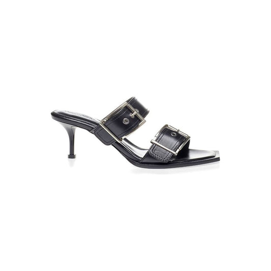 Alexander McQueen Elevate Your Steps in Timeless Black Leather Sandals Alexander McQueen