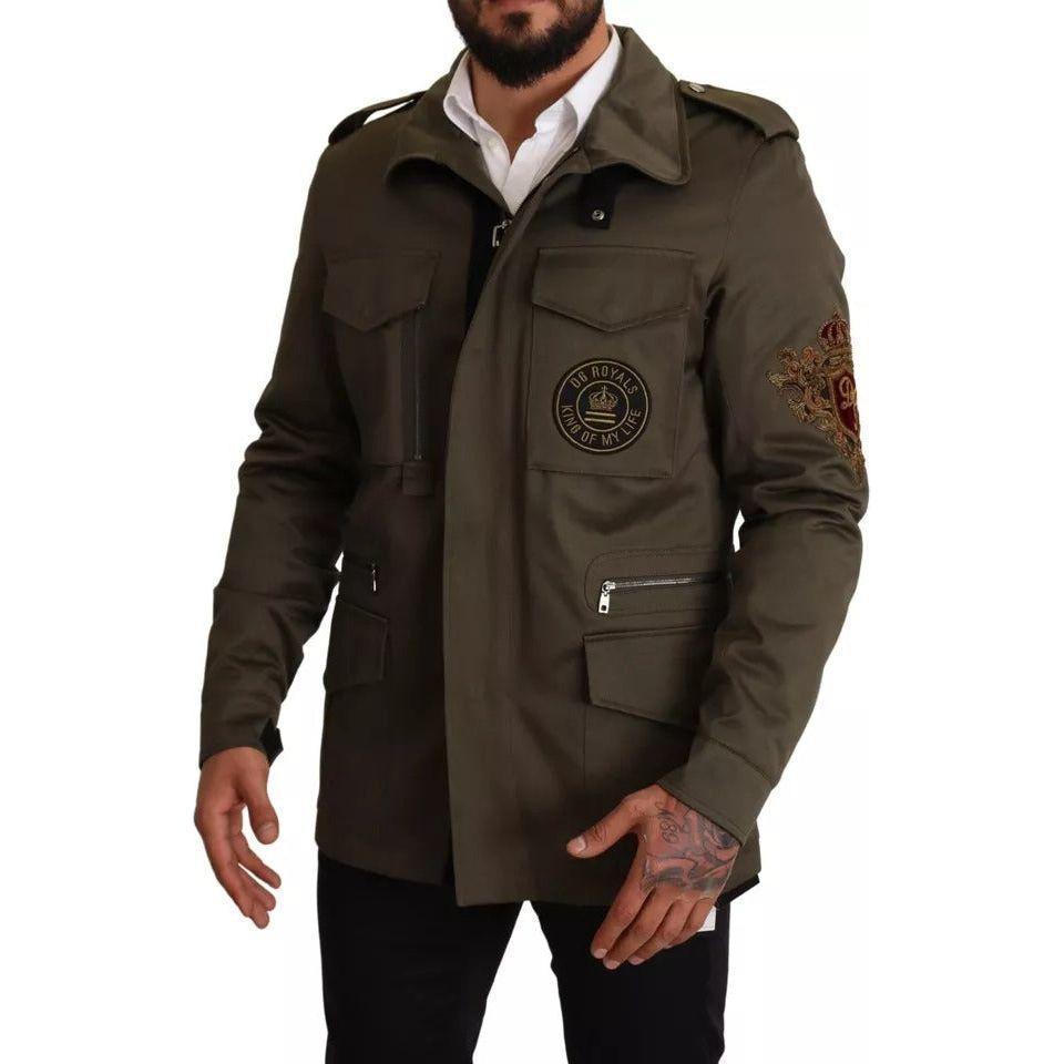 Dolce & Gabbana Green Cotton DG Love Blouson Coat Jacket Dolce & Gabbana