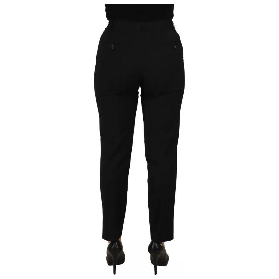 Dolce & Gabbana Black High Waist Tapered Trouser Pants Dolce & Gabbana