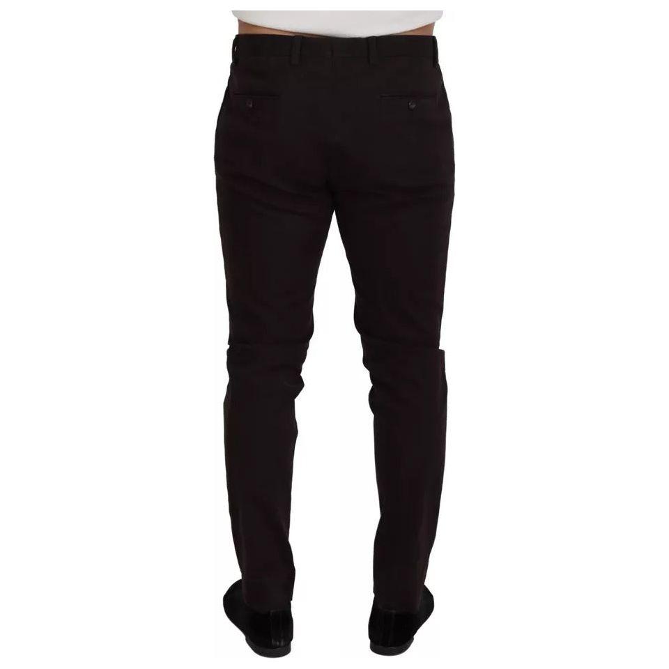 Dolce & Gabbana Brown Skinny Men Cotton Stretch Pants Dolce & Gabbana