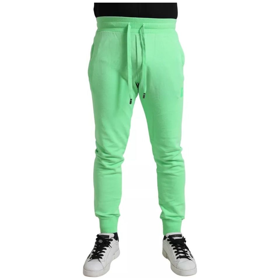 Dolce & Gabbana Neon Green Cotton Stretch Jogger Sweatpants Pants Dolce & Gabbana