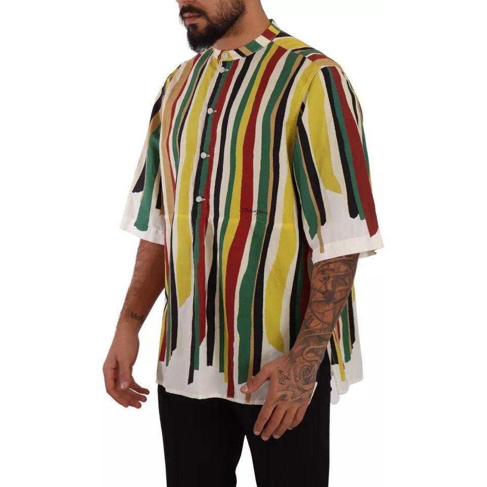 Dolce & Gabbana Multicolor Striped Linen Cotton Shirt Dolce & Gabbana