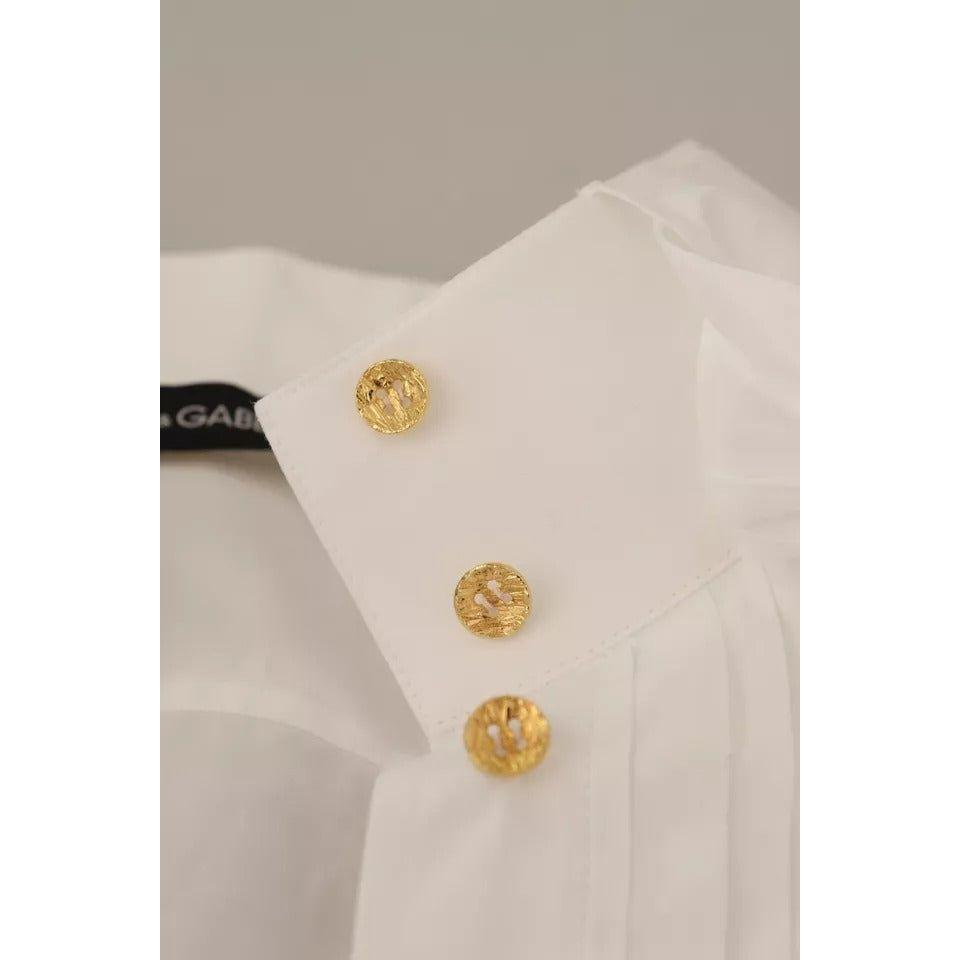 Dolce & Gabbana White Cotton Collared Long Sleeves Formal Shirt Top Dolce & Gabbana