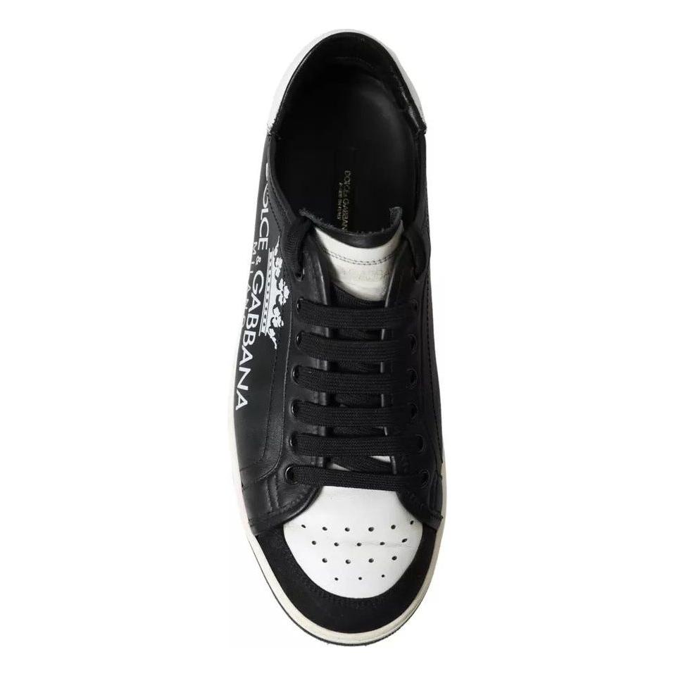 Dolce & Gabbana Black Leather Crown Milano Men Sneakers Shoes Dolce & Gabbana