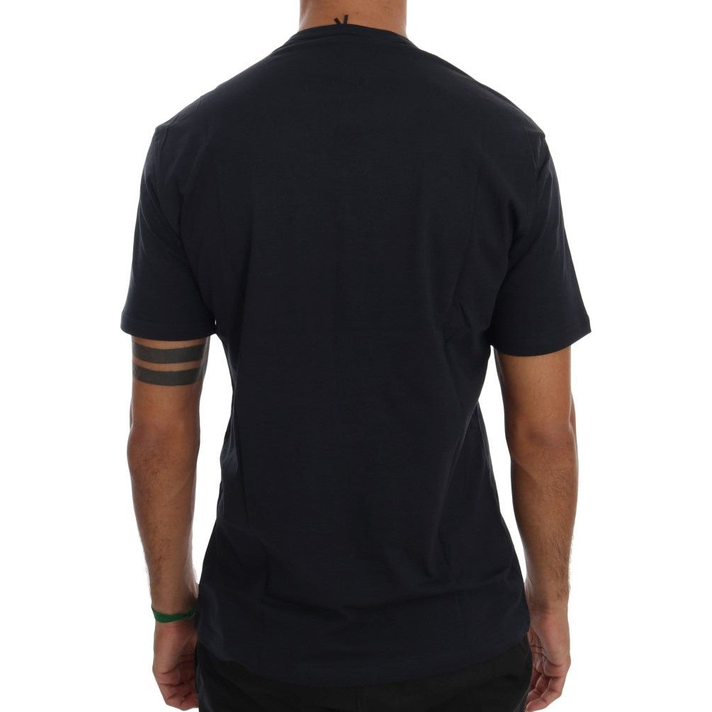 Daniele Alessandrini Chic Blue V-Neck Cotton Tee Daniele Alessandrini