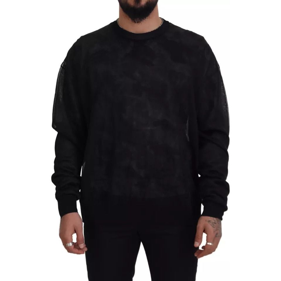 Dolce & Gabbana Black Polyester Crewneck Pullover Sweater Dolce & Gabbana