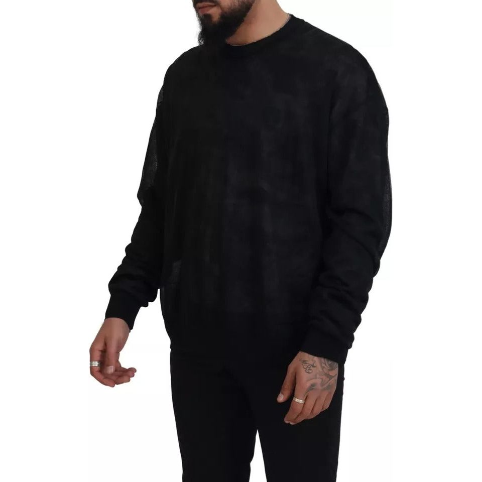 Dolce & Gabbana Black Polyester Crewneck Pullover Sweater Dolce & Gabbana