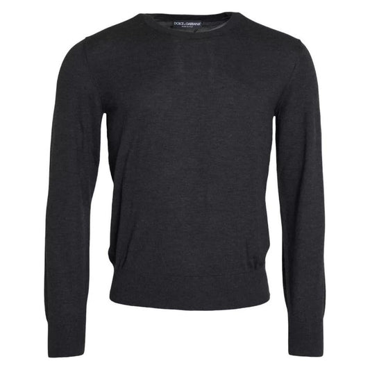 Dolce & Gabbana Dark Gray Cashmere Crewneck Pullover Sweater Dolce & Gabbana