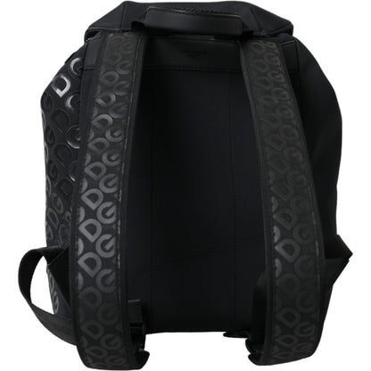 Dolce & Gabbana Black Neoprene Nylon DG Logo School Backpack Bag