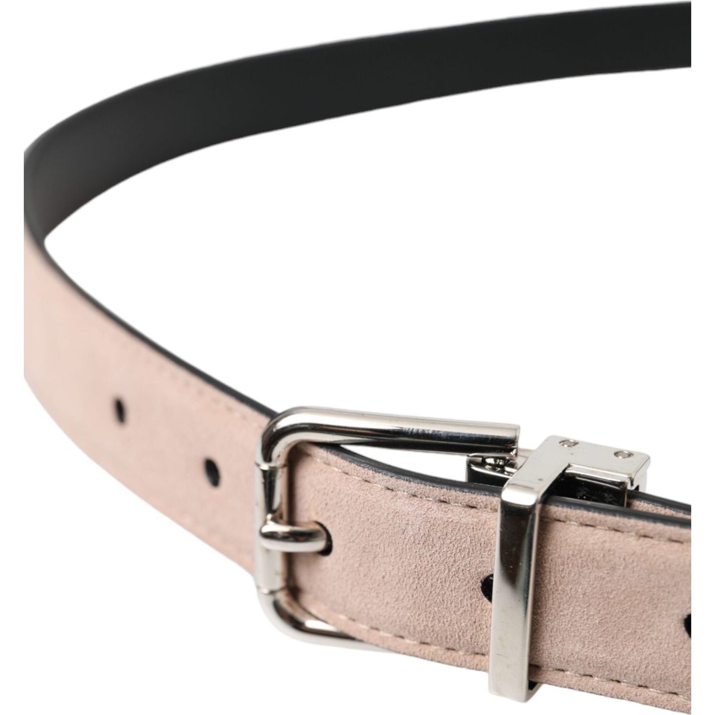 Dolce & Gabbana Beige Suede Leather Silver Buckle Belt Men