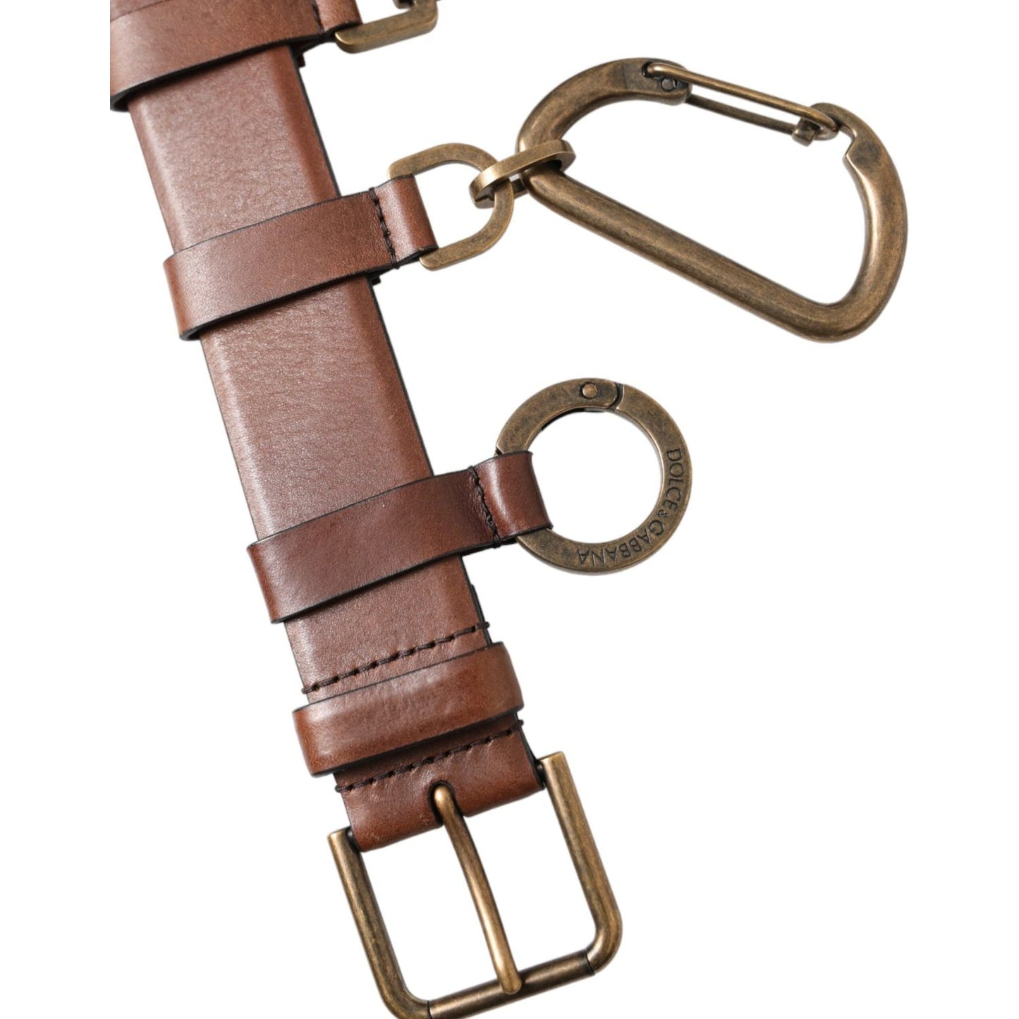 Dolce & Gabbana Brown Calf Leather Gold Metal Buckle Belt Men Dolce & Gabbana