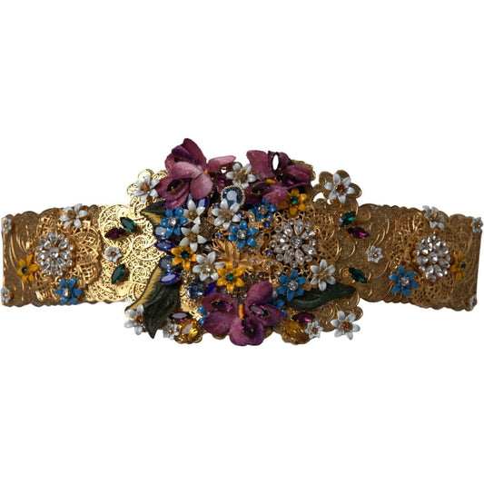 Dolce & Gabbana Multicolor Embellished Floral Crystal Wide Waist Belt Dolce & Gabbana