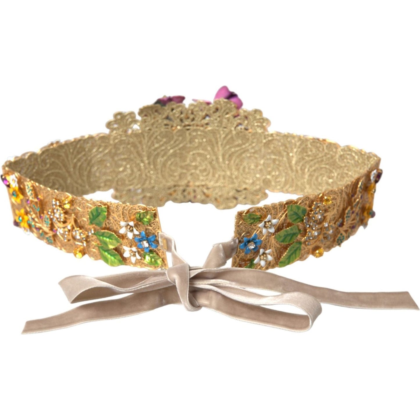 Dolce & Gabbana Multicolor Embellished Floral Crystal Wide Waist Belt Dolce & Gabbana