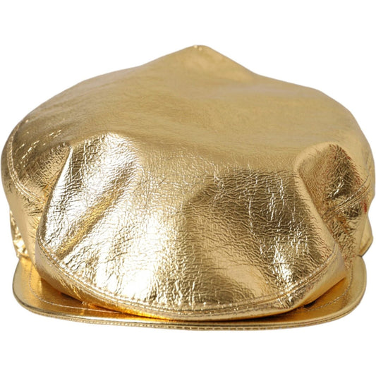 Dolce & Gabbana Metallic Gold Polyester Newsboy Hat Men Dolce & Gabbana