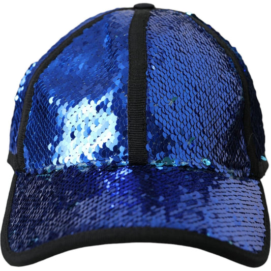 Dolce & Gabbana Royal Blue Sequin Baseball Hat Men Dolce & Gabbana