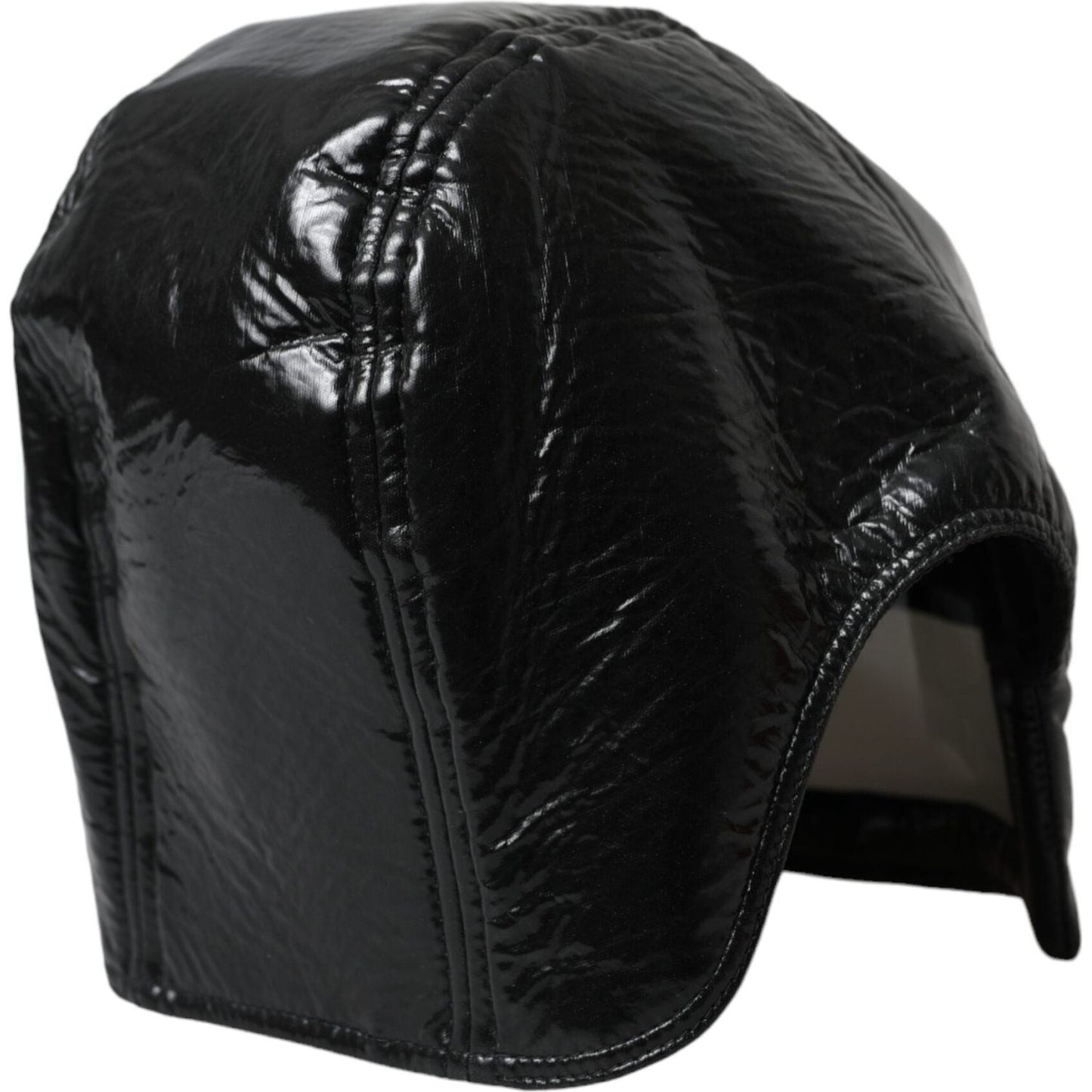 Dolce & Gabbana Black Leather Helmet Visor Bucket Hat Men Dolce & Gabbana