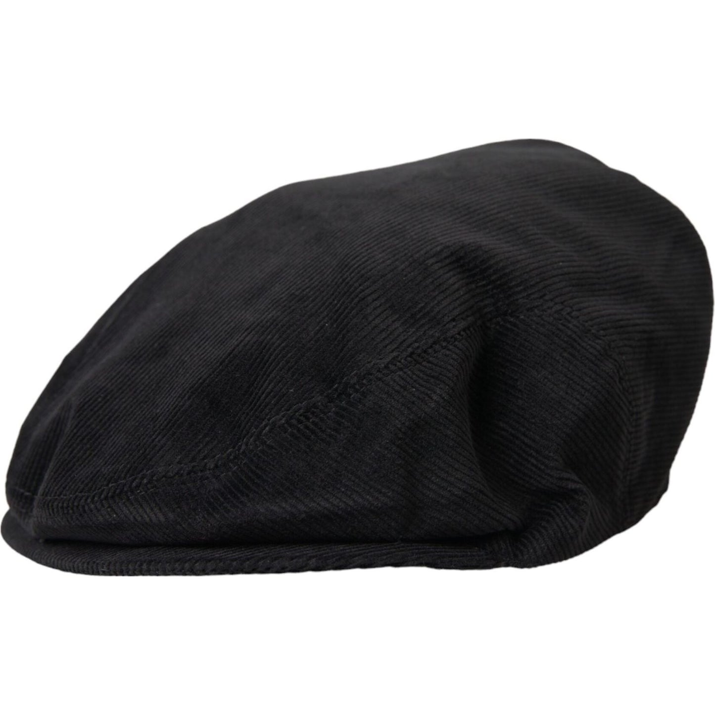 Dolce & Gabbana Black Corduroy Crown Newsboy Hat Men Dolce & Gabbana