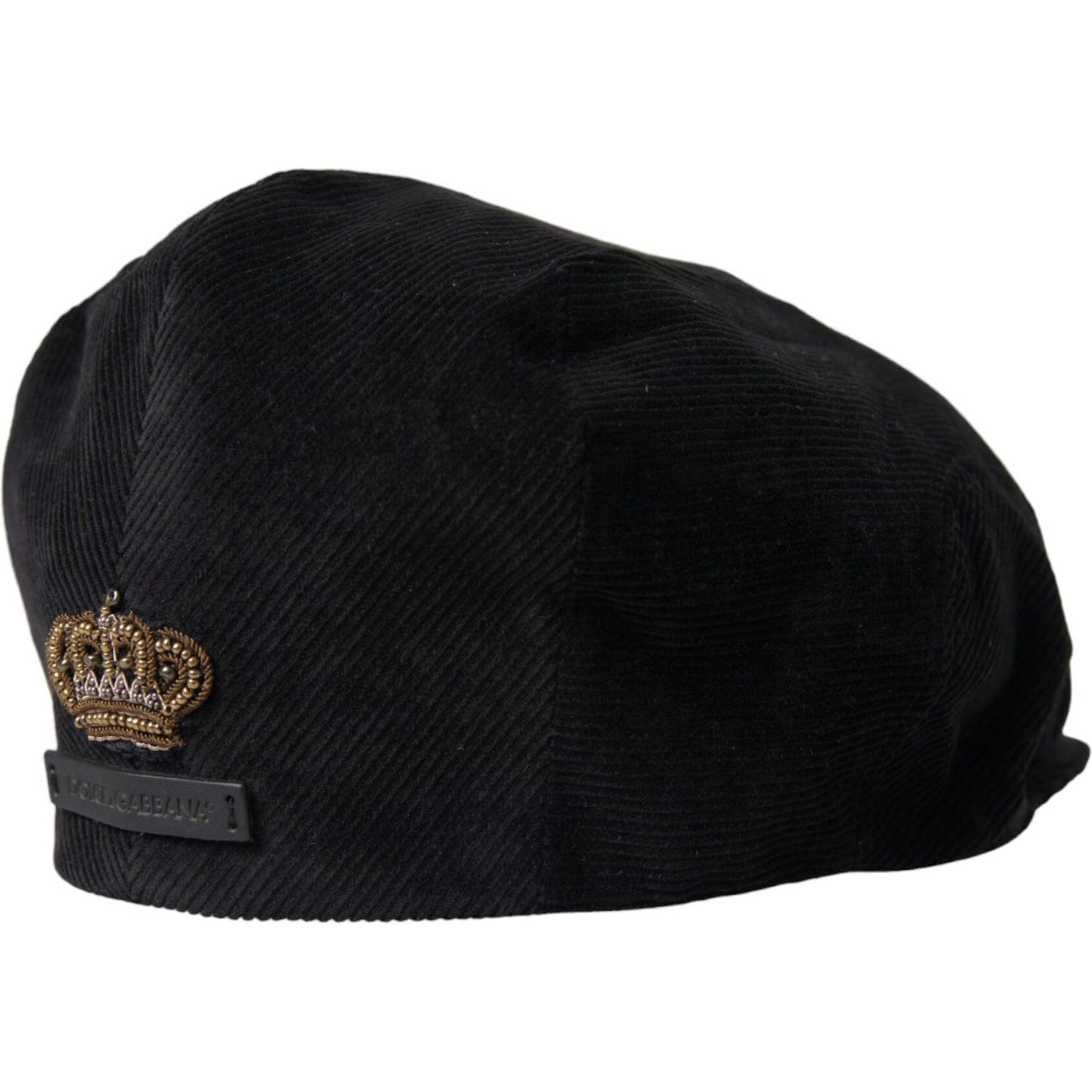 Dolce & Gabbana Black Corduroy Crown Newsboy Hat Men Dolce & Gabbana