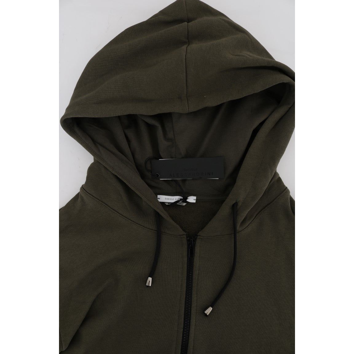 Daniele Alessandrini Elegant Green Full Zip Hooded Sweater Daniele Alessandrini