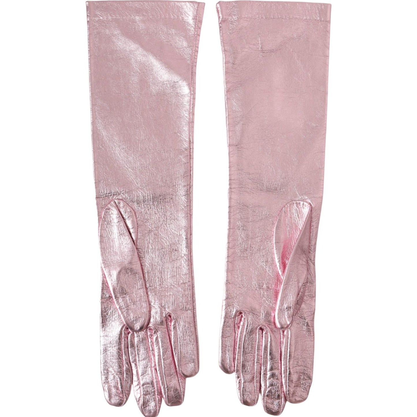 Dolce & Gabbana Pink Laminated Logo Mid Arm Length Gloves Dolce & Gabbana