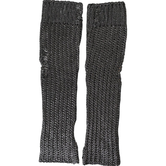 Dolce & Gabbana Gray Viscose Knitted Finger Less Gloves Dolce & Gabbana