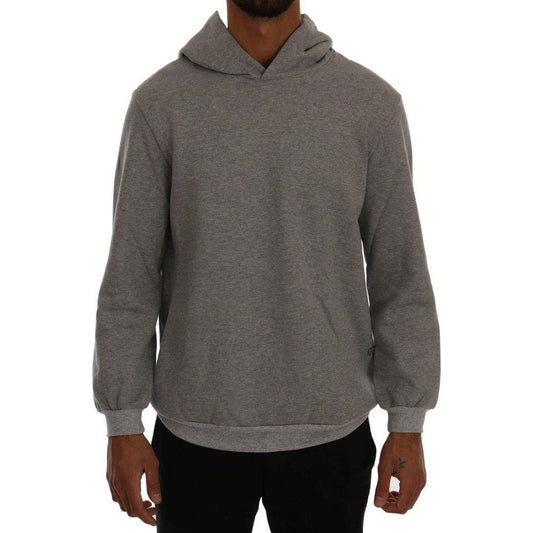 Daniele Alessandrini Gray Pullover Hodded Cotton Sweater