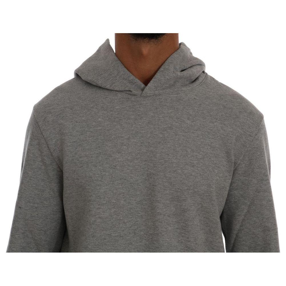 Daniele Alessandrini Sophisticated Gray Cotton Hooded Sweater Daniele Alessandrini