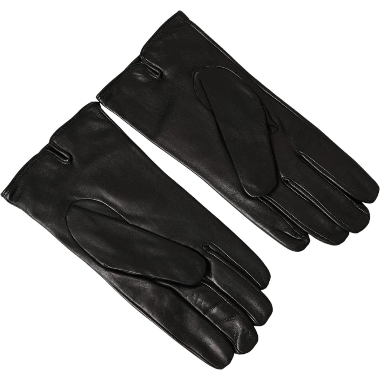 Dolce & Gabbana Black Leather Embossed Logo Short Hands Gloves Dolce & Gabbana