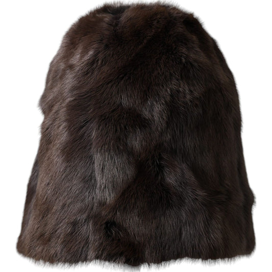 Dolce & Gabbana Brown Weasel Fur Womens Cashmere Hat Beanie Dolce & Gabbana