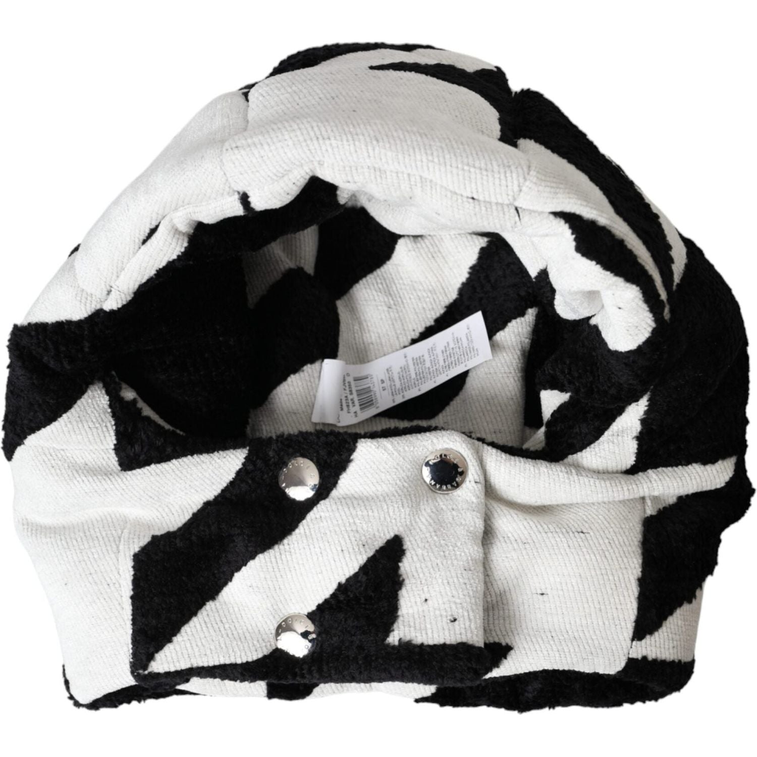 Dolce & Gabbana Black White Wool Whole Head Wrap Hat