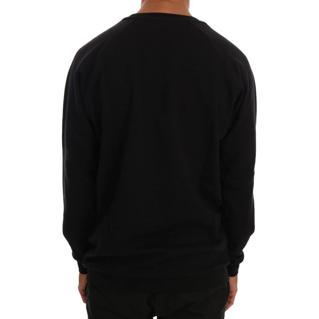 Daniele Alessandrini Elegant Black Cotton Crewneck Sweater Daniele Alessandrini