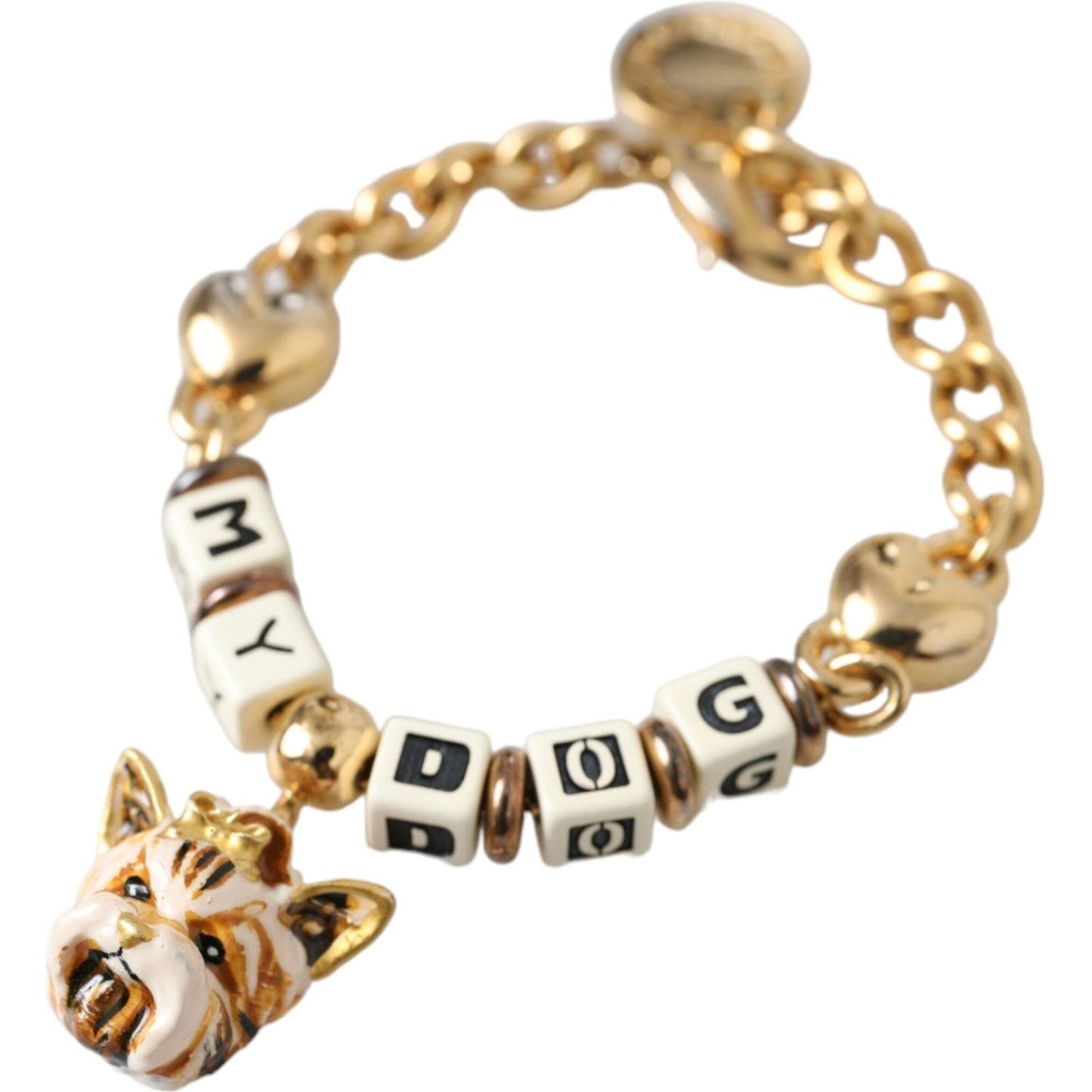 Dolce & Gabbana Gold Tone Brass Chain MY DOG Heart Bracelet Bracelet Dolce & Gabbana