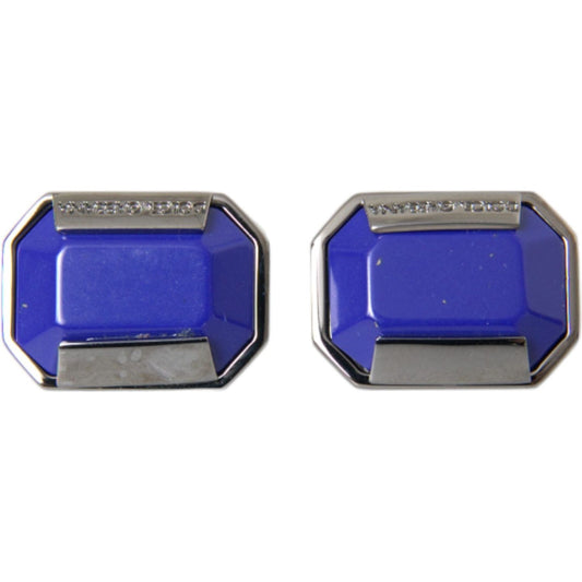 Silver Plated Brass Pin Crystal Cufflinks