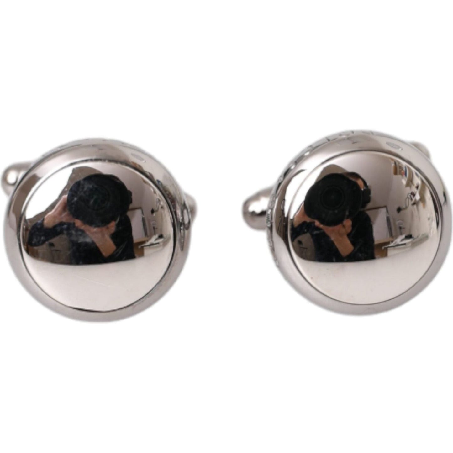 Dolce & Gabbana Silver Plated Brass Round Pin Men Cufflinks Cufflinks Dolce & Gabbana