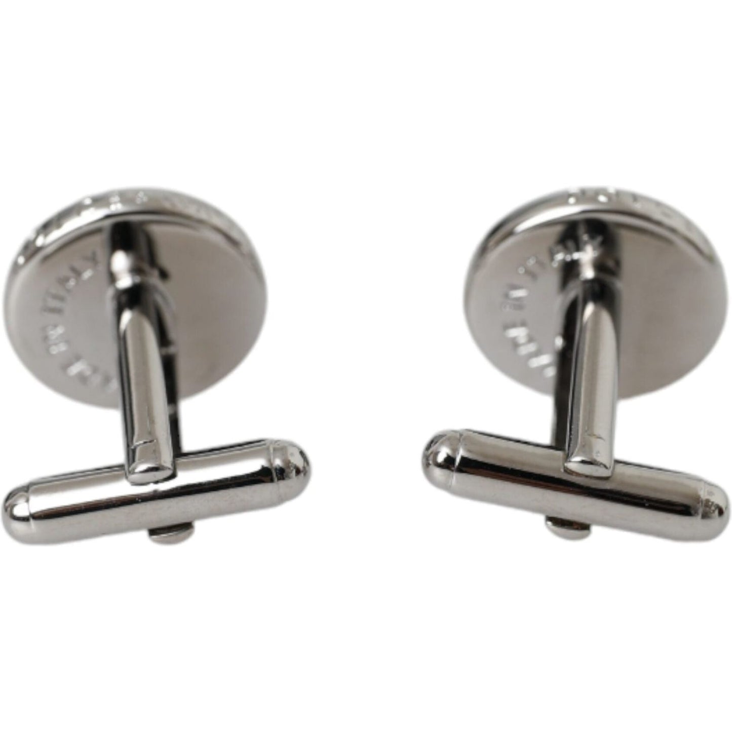 Dolce & Gabbana Silver Plated Brass Round Pin Men Cufflinks Cufflinks Dolce & Gabbana