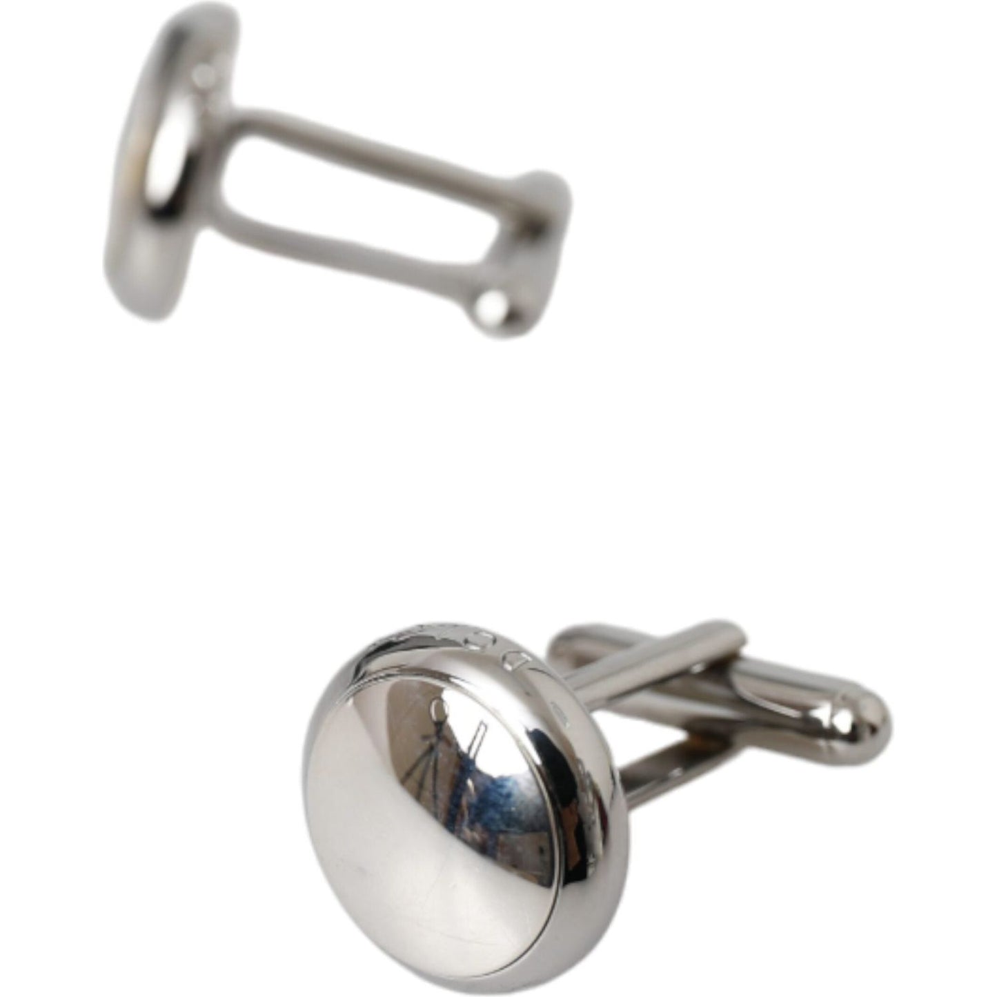 Dolce & Gabbana Silver Plated Brass Round Pin Men Cufflinks Cufflinks Dolce & Gabbana