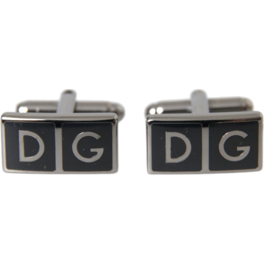 Silver Plated Metal Brass DG Logo Pin Cufflinks