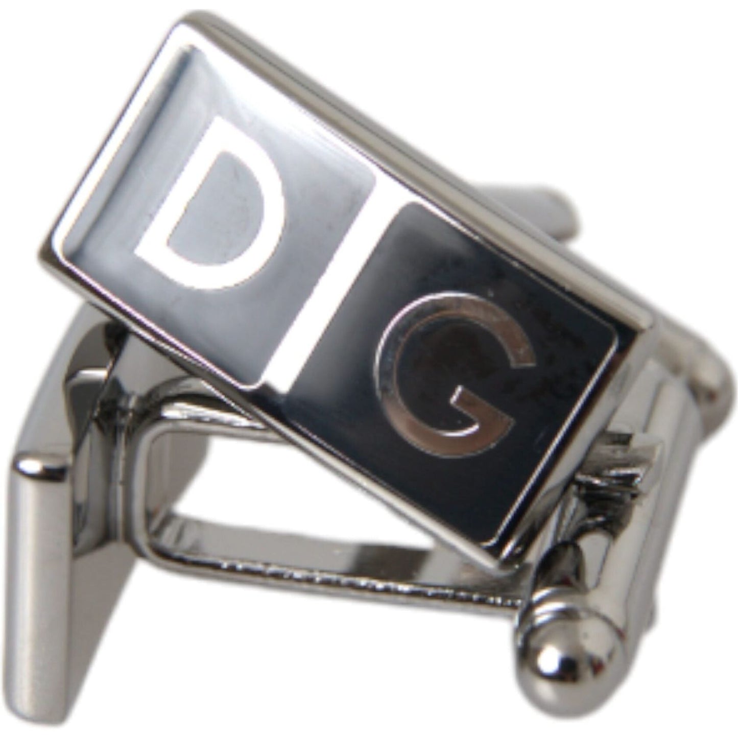 Dolce & Gabbana Silver Plated Metal Brass DG Logo Pin Cufflinks Cufflinks Dolce & Gabbana