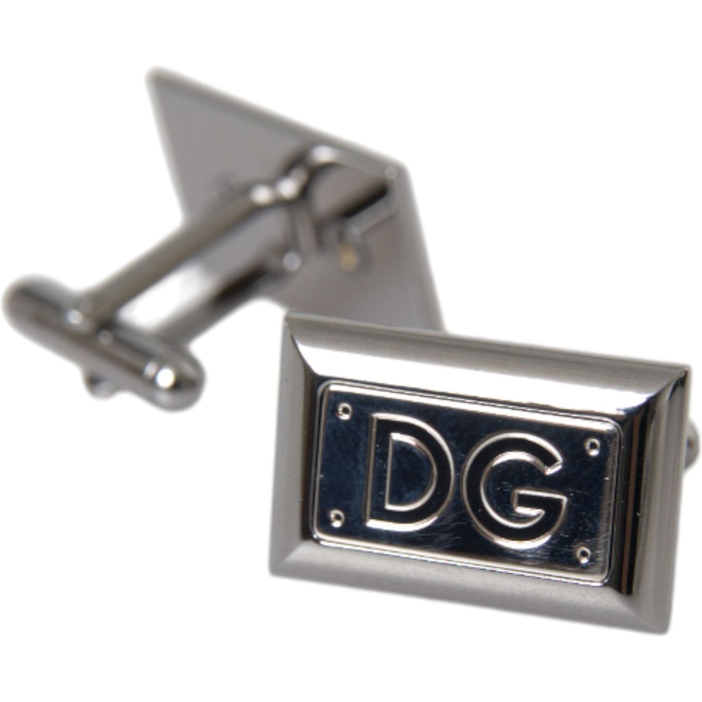 Dolce & Gabbana Silver Plated Metal Brass DG Logo Pin Cufflinks Cufflinks Dolce & Gabbana