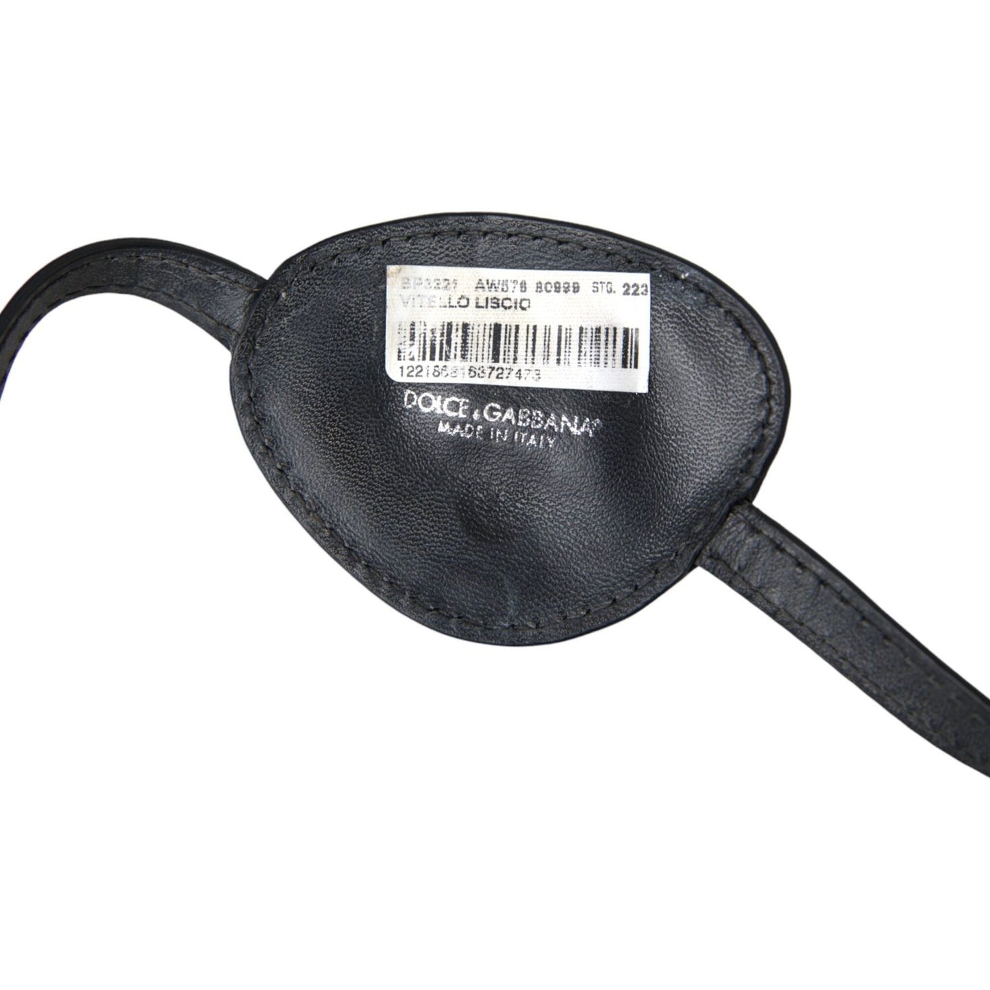 Dolce & Gabbana Black Calfskin Leather Metal DG Logo Eye Patch