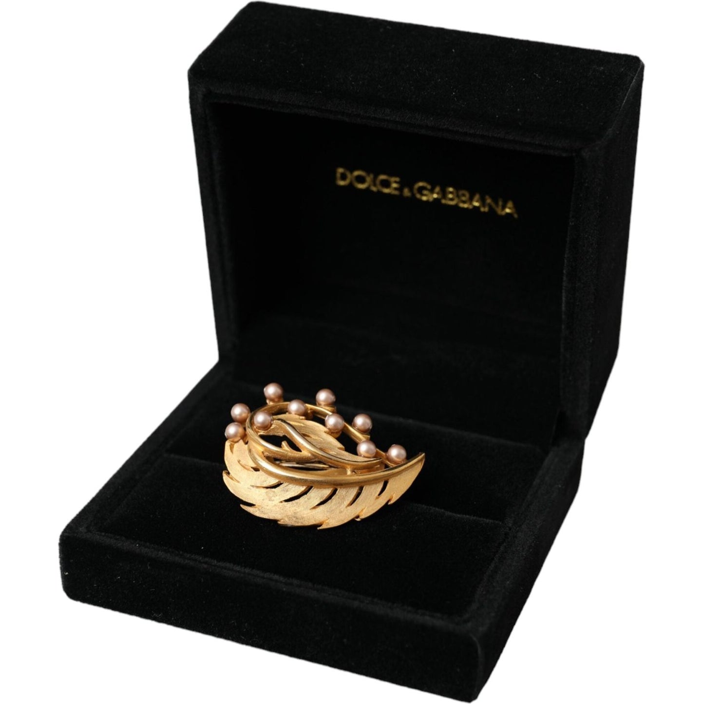 Dolce & Gabbana Gold Brass Leaf Embellished Jewelry Brooch Hair Pin Dolce & Gabbana