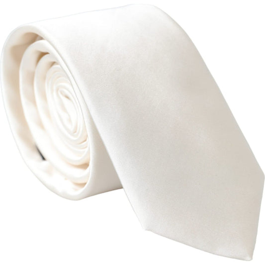 White Solid 100% Silk Adjustable Tie